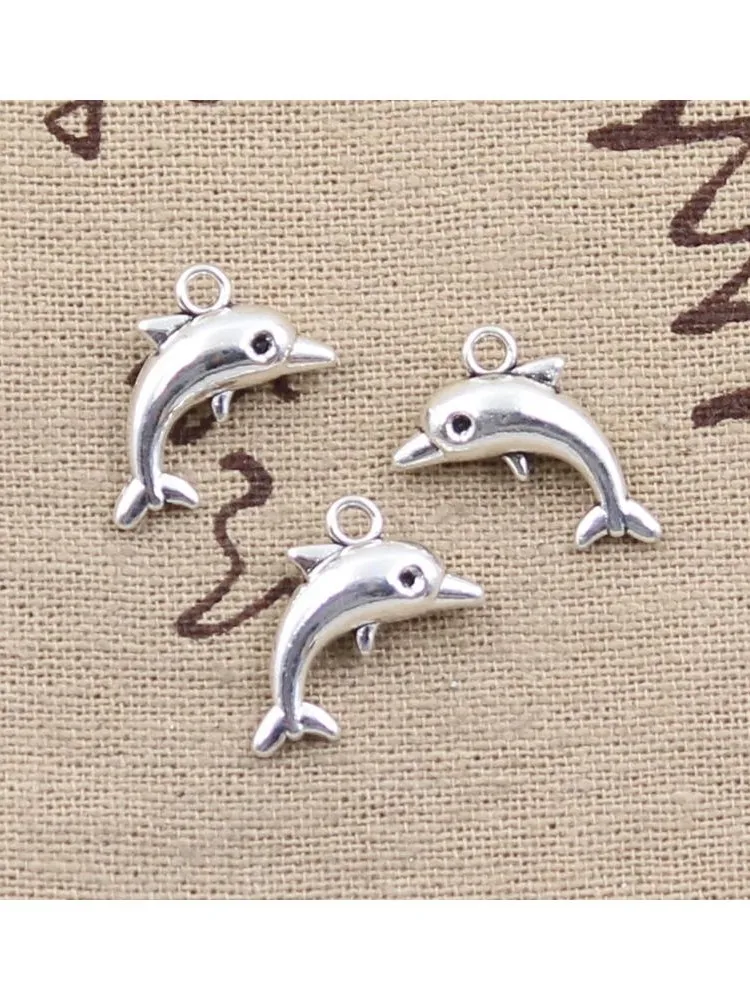 12 sztuk Charms piękny delfin 18x11mm antyczne tybetański brąz srebrny kolorowy wisiorek ustalenia DIY Choker w stylu Vintage ręcznie robiona biżuteria — zdjęcie 2