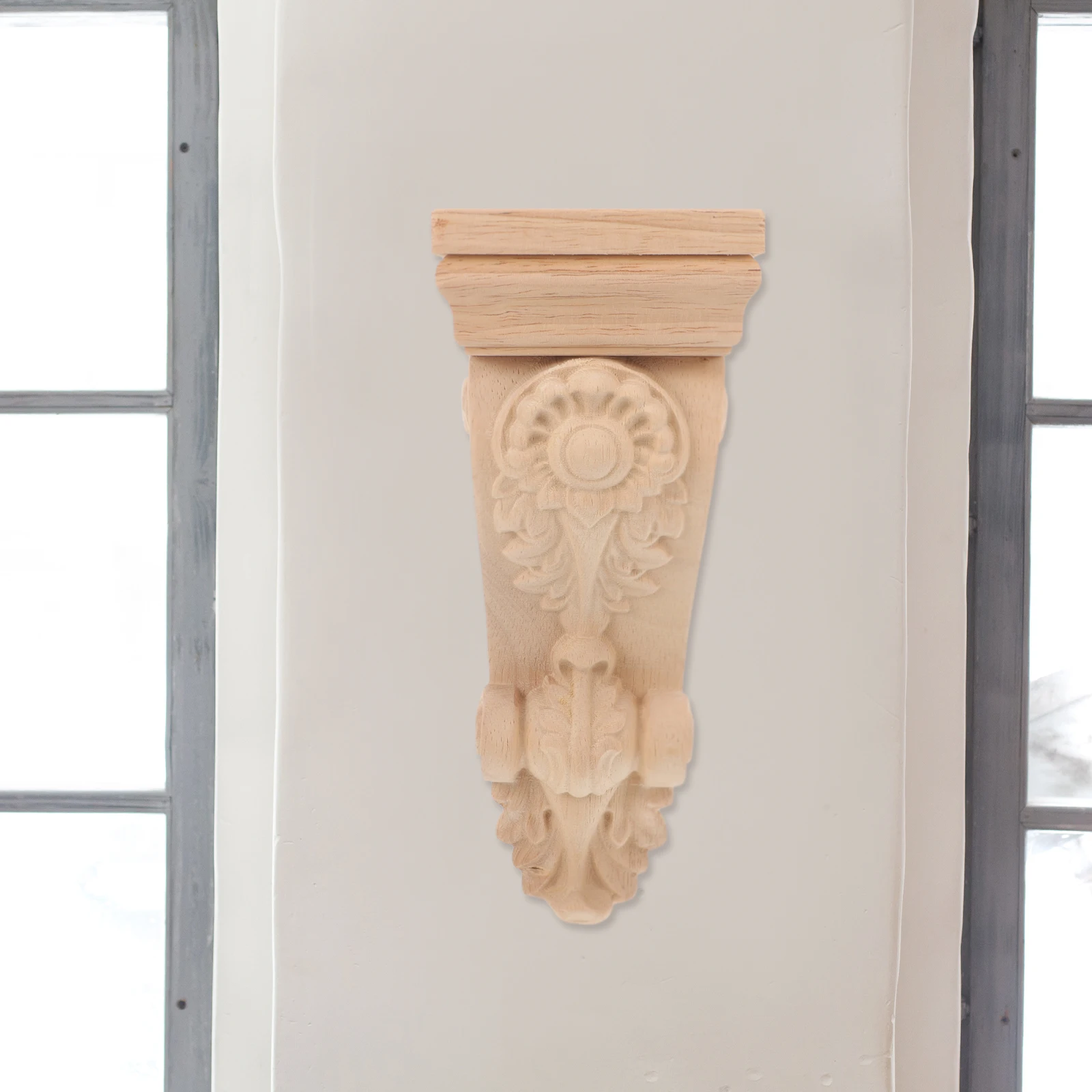 

Solid Wood Cabinet Corbels Decorative Applique Carved Trim Furniture Onlay Corner Shelf Brackets Wood Decorations