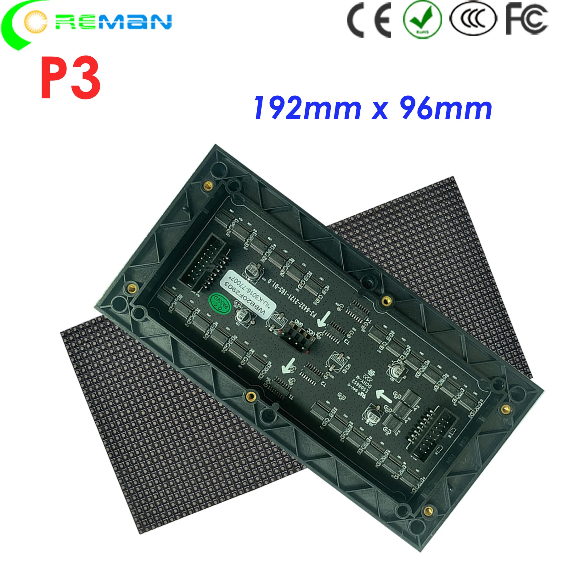 Panneau led 64x32 pixels P3, module led polychrome d'intérieur 192x96mm, puce ICN2037 FM6124, bricolage