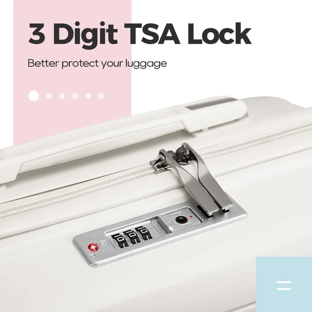 Conjunto de bagagem giratória de casca dura expansível com travas tsa, mala de mão de 22 polegadas