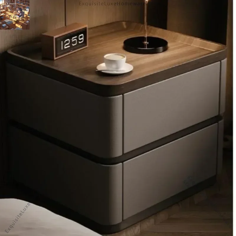 Modern Minimalist Italian Minimalist Solid Wood Storage Home Light Luxury Premium Bedroom Bedside Cabinet