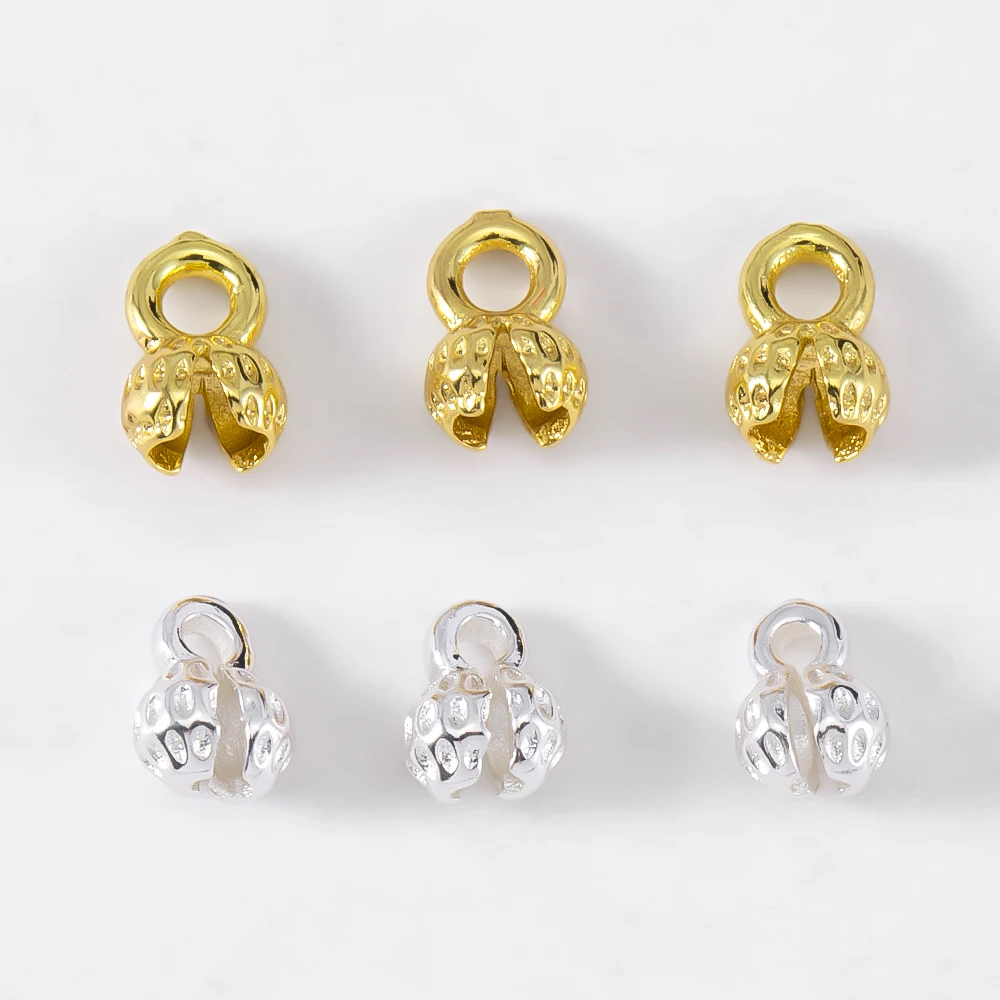 10Pcs Crimp End Bead Accessories 18K Gold Plated Clam Shell Bead Tip Crimp Ends Ball Chain Connector DIY Jewelry Making Supplies