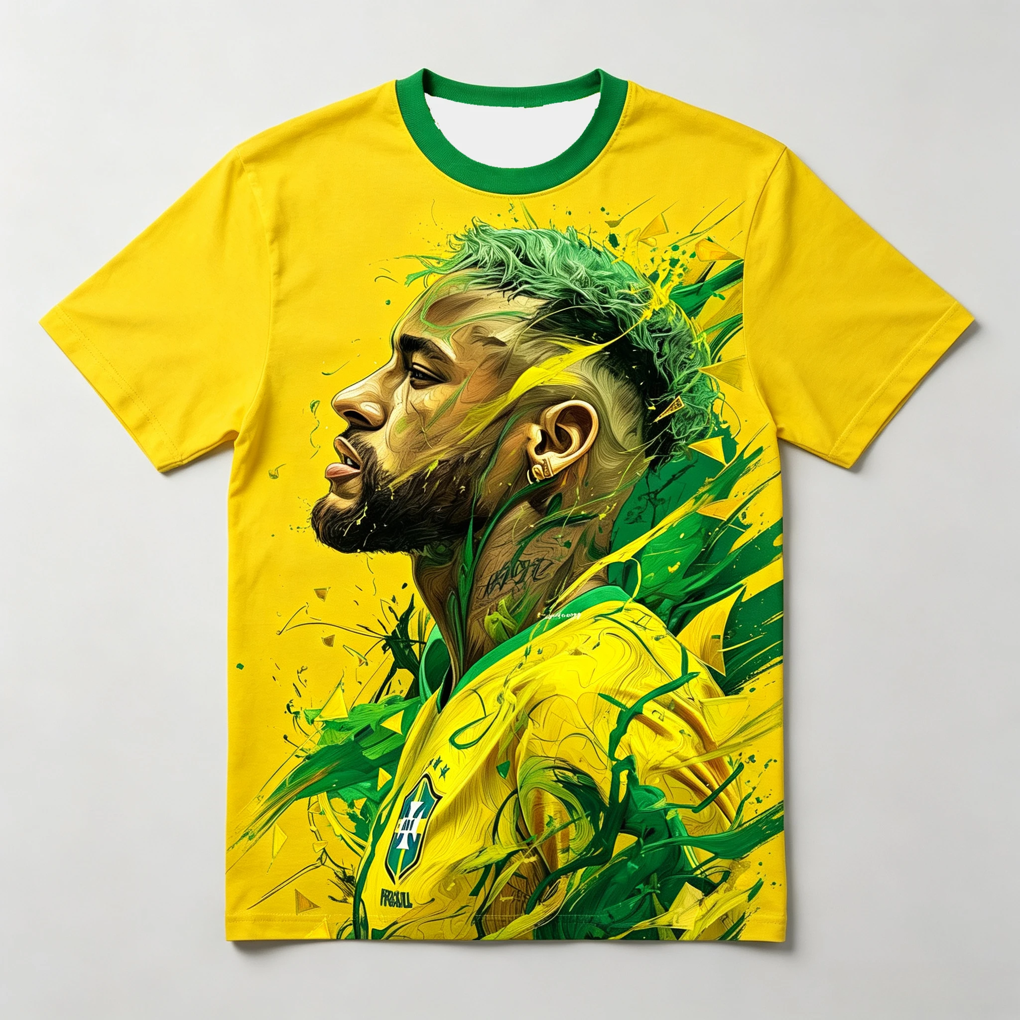 3D Printing Brazilian Football Training T-Shirt - Breathable and Wicking Sweat Absorbent - Neymar - Family Clothing Set