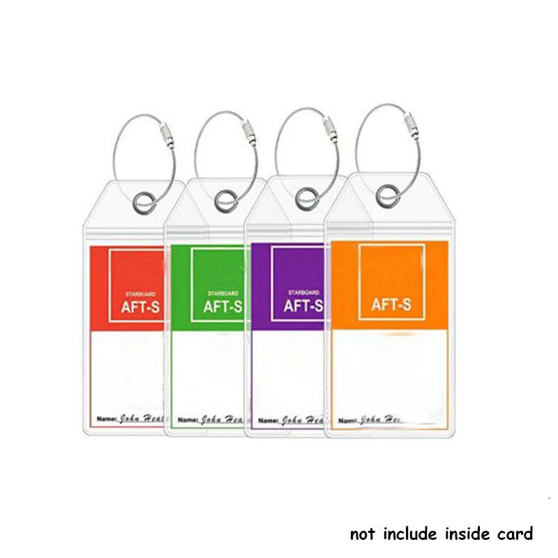 Resealable Waterproof Clear Ship Ticket Card Sleeve Luggage Cruise Tag Holder Zip Seal Pouch Keyring With Steel Wire Cable Loop