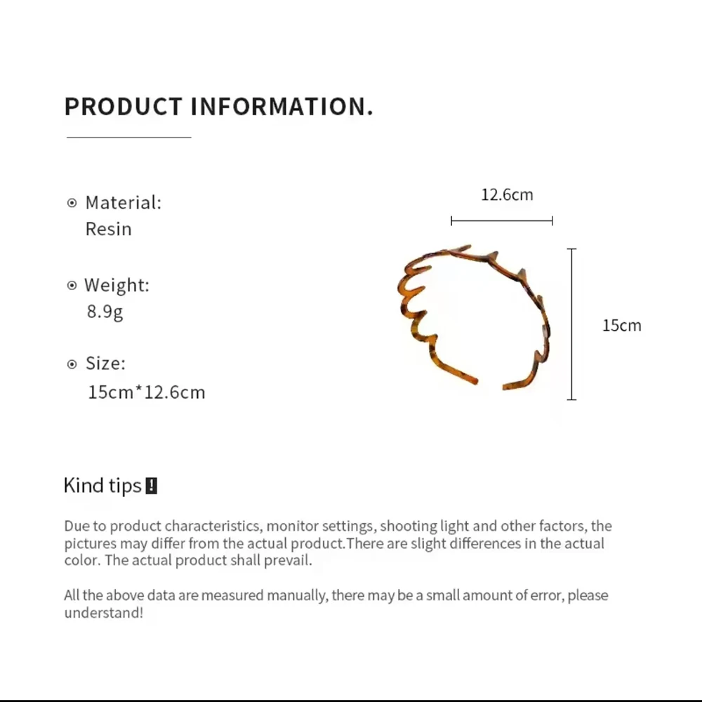 1/2 pièces bandeau en résine marron de Style coréen avec conception à dents ondulées peigne à cheveux haut crâne accessoires de cheveux antidérapants pour les filles