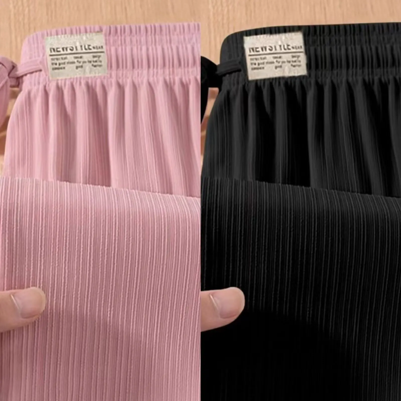 High Waist Wide Leg Pants Women's Summer Thin Type Slimming Drape Casual Straight Ice Silk Long Trousers Korean Style Commute