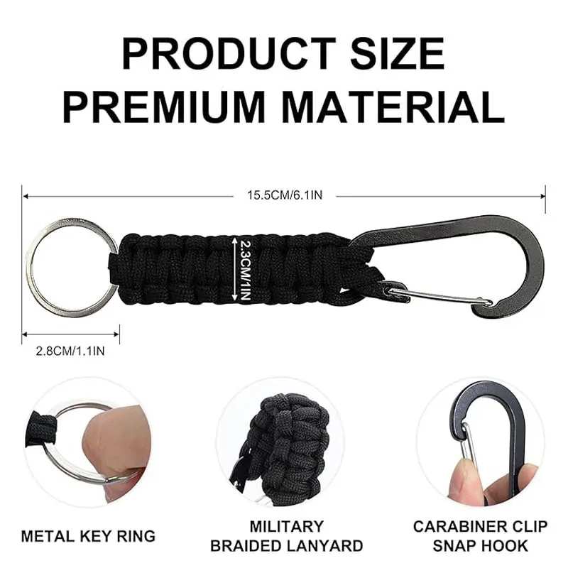 Umbrella Rope Keychain with Hook and Loop Buckle for Camouflage Keychain Knife  Flashlight  Outdoor Camping Backpack