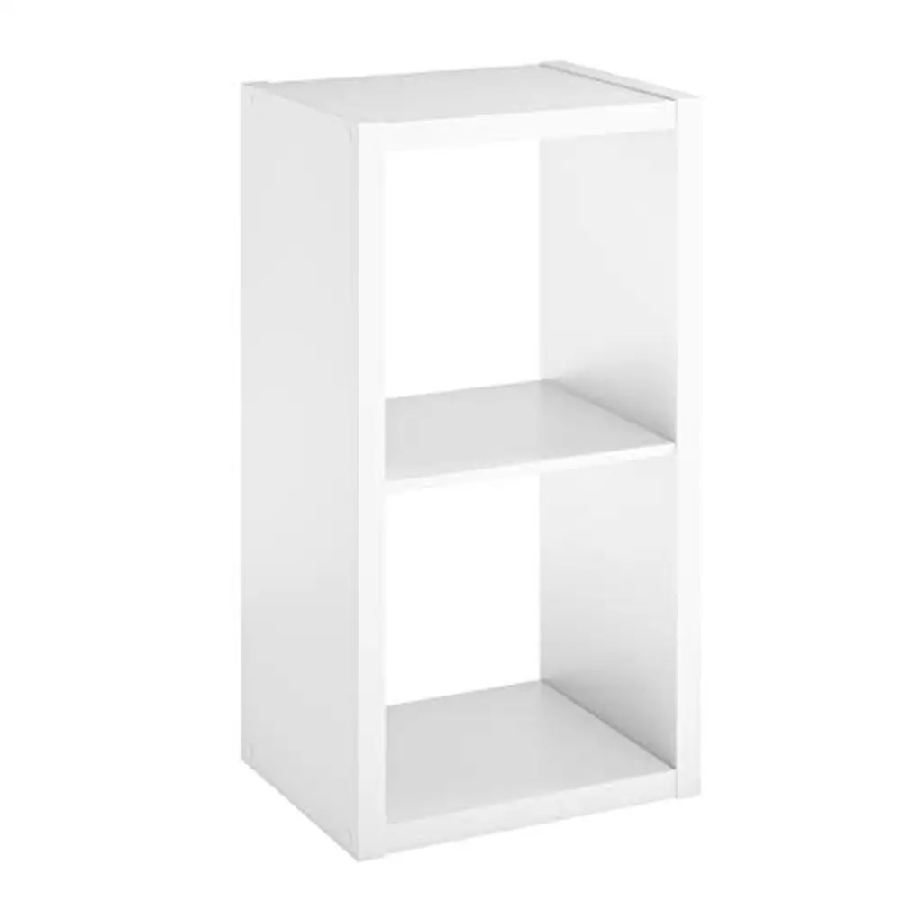 2-Cube Open Back Wood Storage Shelf Organizer White Finish Floor Mount