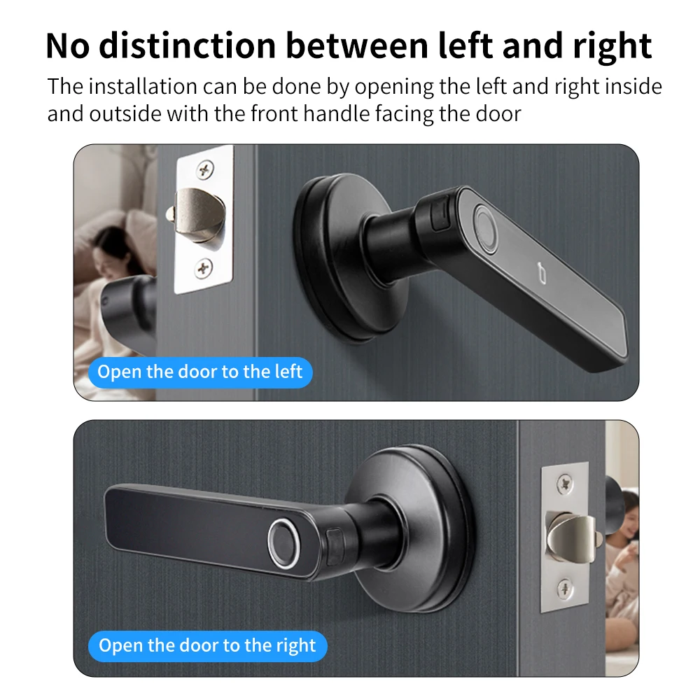 Support Tuya APP BLE Fingerprint Door Lock Smart Digital Electronic Lock with Password/Key/IC Card/ Smartlife Multiple Unlocking
