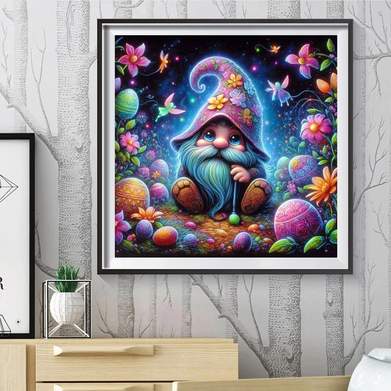 2024 New Cute Dwarf Full Crystal Diamond Painting 100% Fairy Dust Drill Mosaic Embroidery Cartoon Gnome Handmade Gift Home Decor