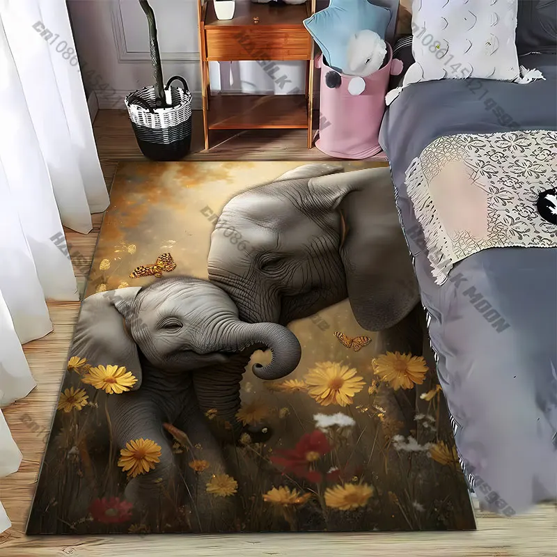 Elephants bonding nature serenitycarpet Yoga living room room decor children's crawling mat doormat area rug games floor mat