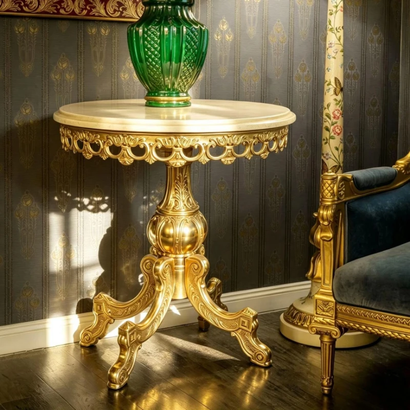 Luxury hand-painted gold carving coffee table, design sense