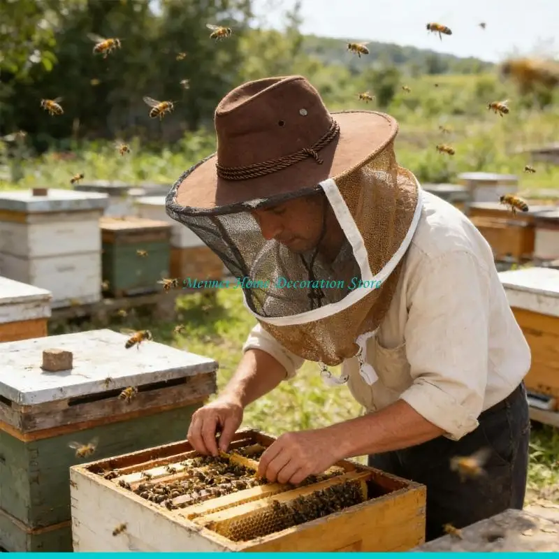 H7BF Strong Beekeeping Headwear Constructed From Thick Cotton And oxidation Proof Screen For Long Term Usage