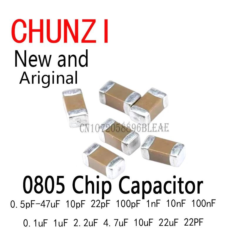 

1Reel 0805 SMD Multilayer Ceramic Capacitor 0.5pF-47uF 10pF 22pF 100pF 1nF 10nF 100nF 0.1uF 1uF 2.2uF 4.7uF 10uF 22uF 22PF