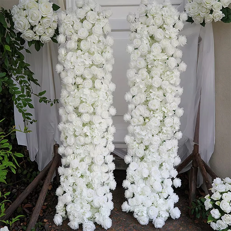 

2m artificial flower runner white red rose arrangement artificial flower row wedding decoration dining table decoration flowers