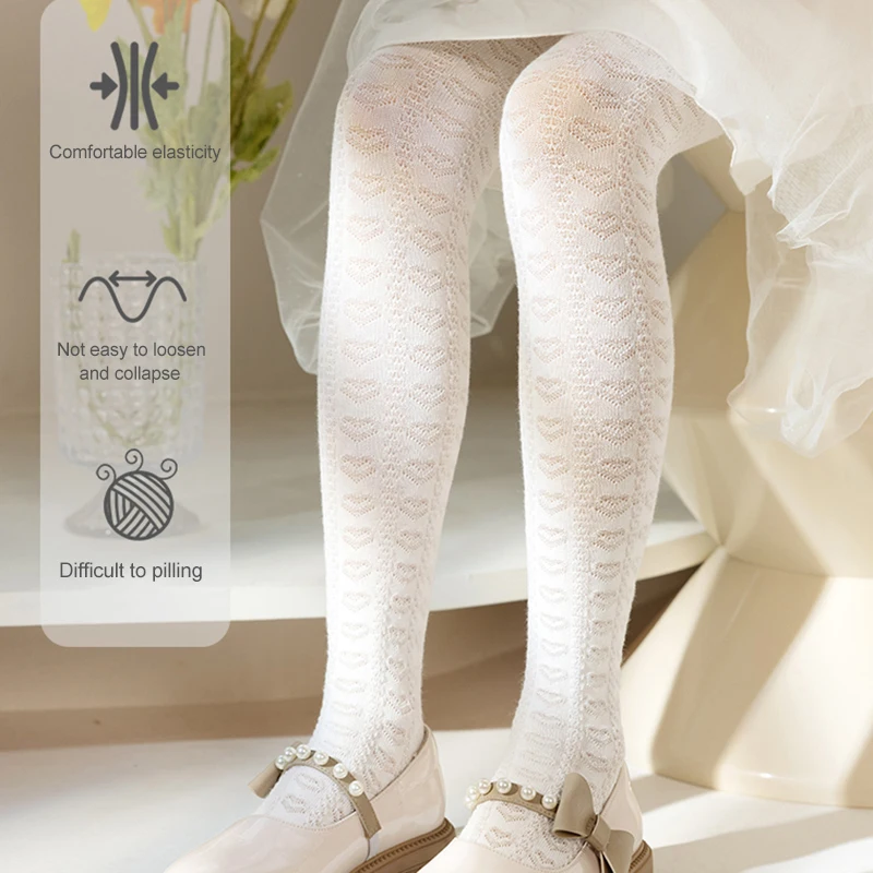 Spring Summer Girl Cotton Netting Stocking Cute Vintage Korean White Breathable Tights Pantyhose for Children Baby Girls Kids