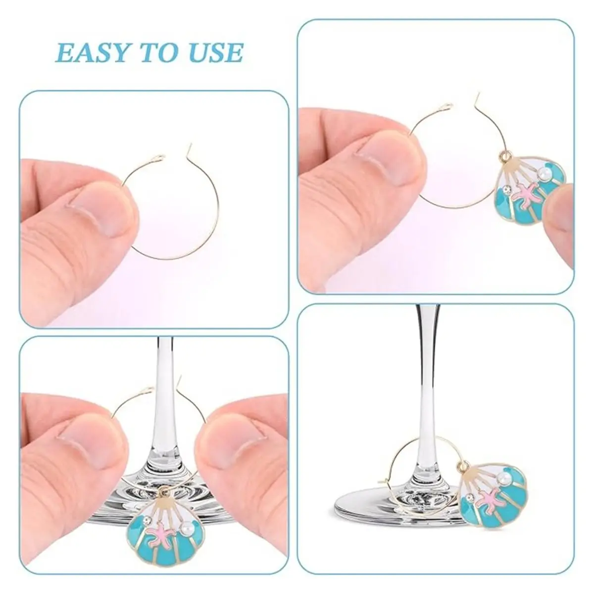 36pcs Wine Glass Charms Set - Ocean Themed Wine Glass Markers for Parties and Gatherings