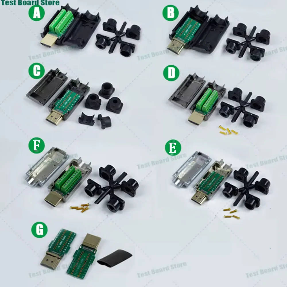 

1Set HDMI male solderless connector HDMI2.0 adapter metal plastic shell male plug 4K high-definition maintenance adapter