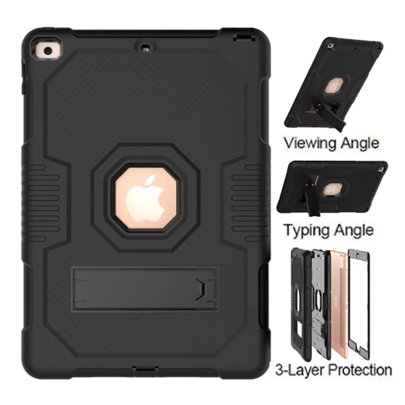 Heavy Duty Case for iPad 9.7 new iPad 2017 2018 Drop-proof Tab Cover for iPad 10.2 2019 2020 2021 7th 8th 9th Kickstand Case