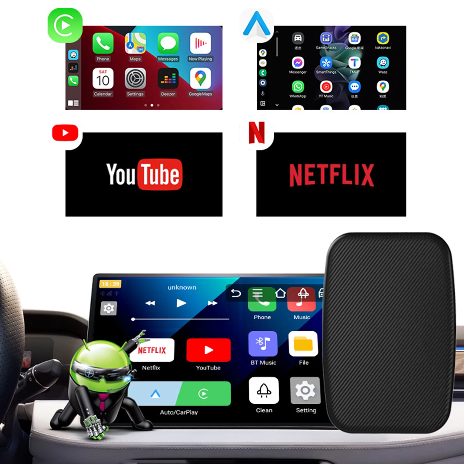 Binize Carplay Ai Box Wireless Carplay Wireless Android Auto Support YouTube Netflix For Mazda Kia VW Toyota Hyundai Suzuk