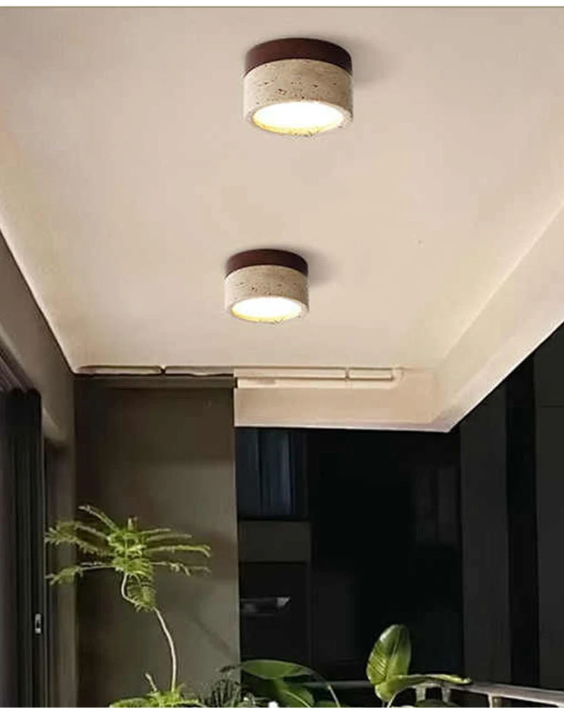 Wabi Sabi Stone LED Ceiling Light Brown angle view
