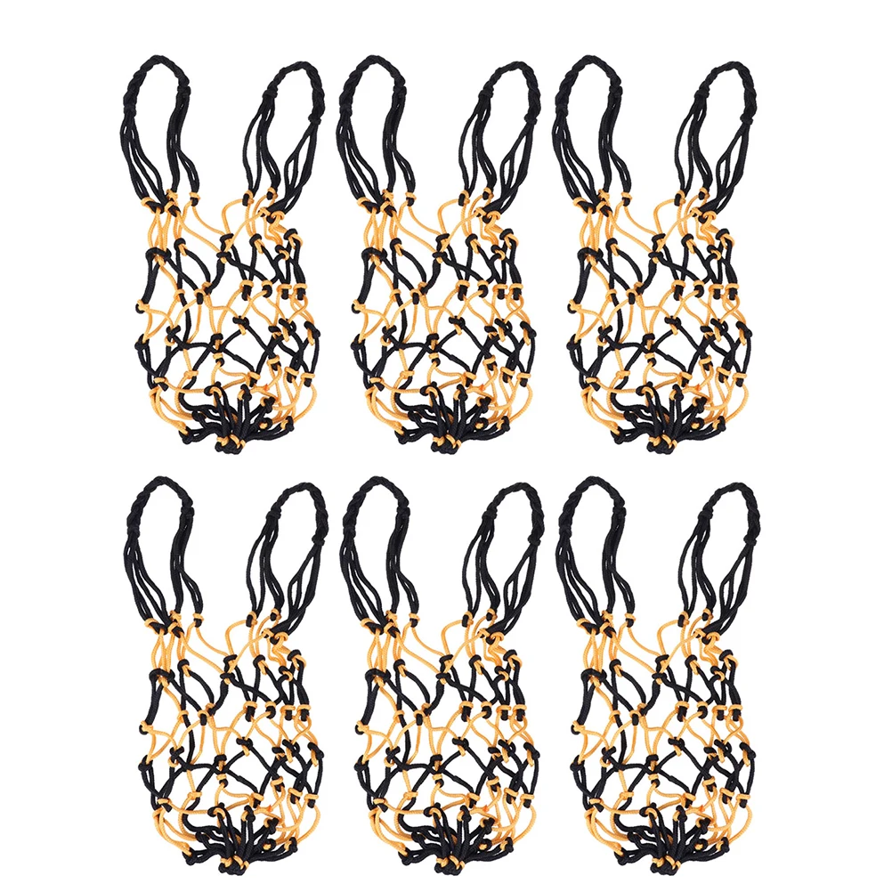 

6 pcs Sports Ball Mesh Nylon Net Bag Drawstring Storage for Basketball Soccer Durable Braided Carrier Water Resistant Portable
