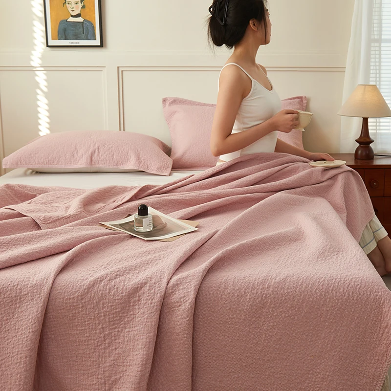 

2025 new thousand bird grid cotton washed gauze wool towel quilt gauze blanket pure cotton summer cool blanket can be covered