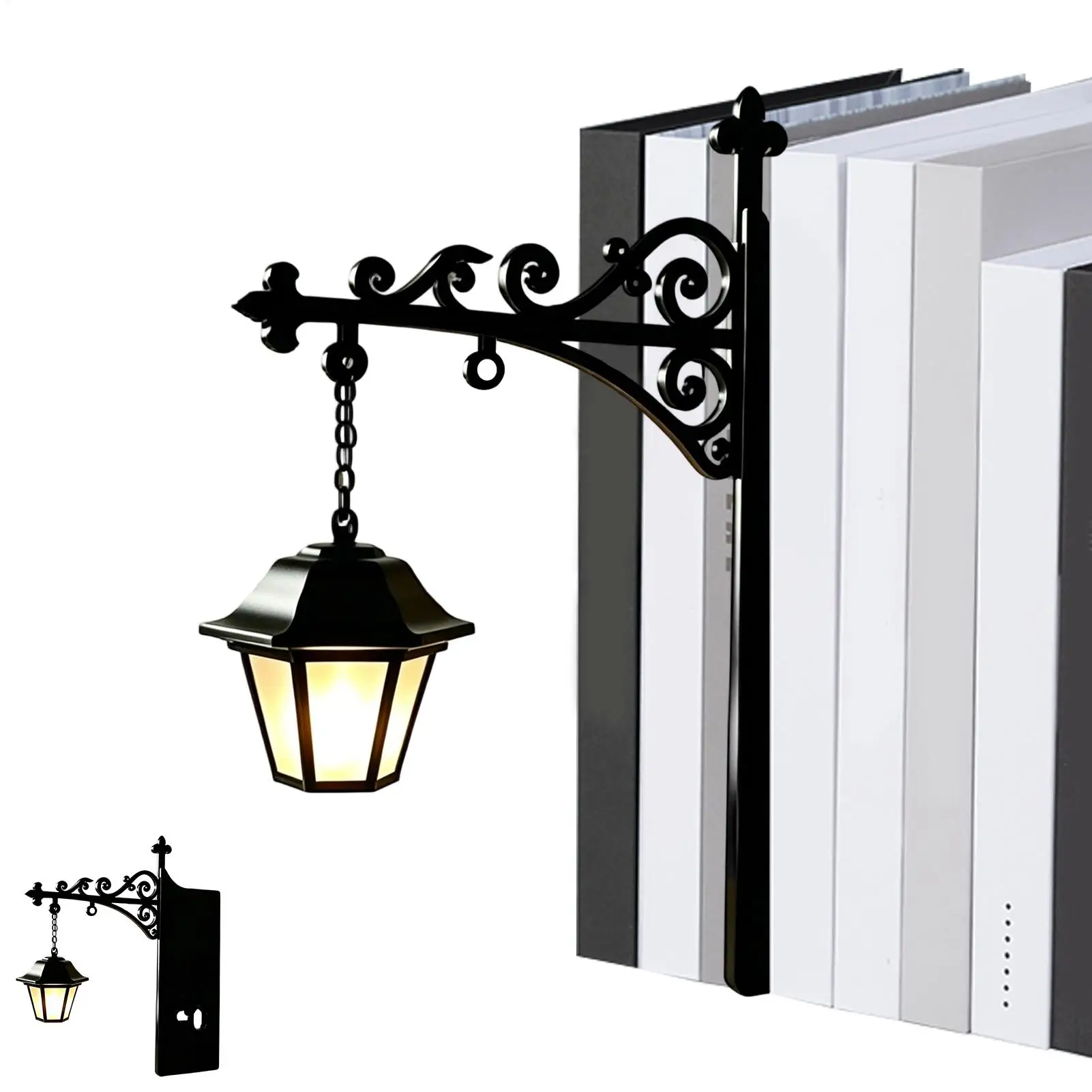 25.4x23.4cm Modern Vintage Bookshelf Light Reading Lamp Shelf Lantern for Home Bedroom Living Room Corner Office bookshelf lamp