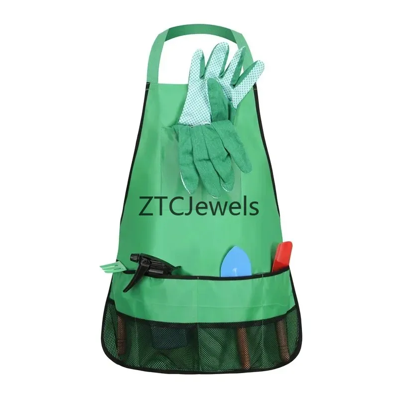 Kids Garden Apron Tool Set with Gloves Cosplay Costume for Girls Flower Planting Play Science Toys Party Dress Up view 4