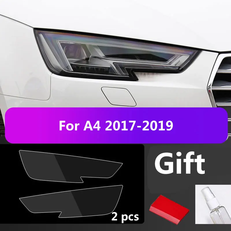 

2Pcs For Audi A4 B8 B9 Car Covers Headlight Protective Film Transparent Black Sticker Accessories Anti Scratch Auto Repair