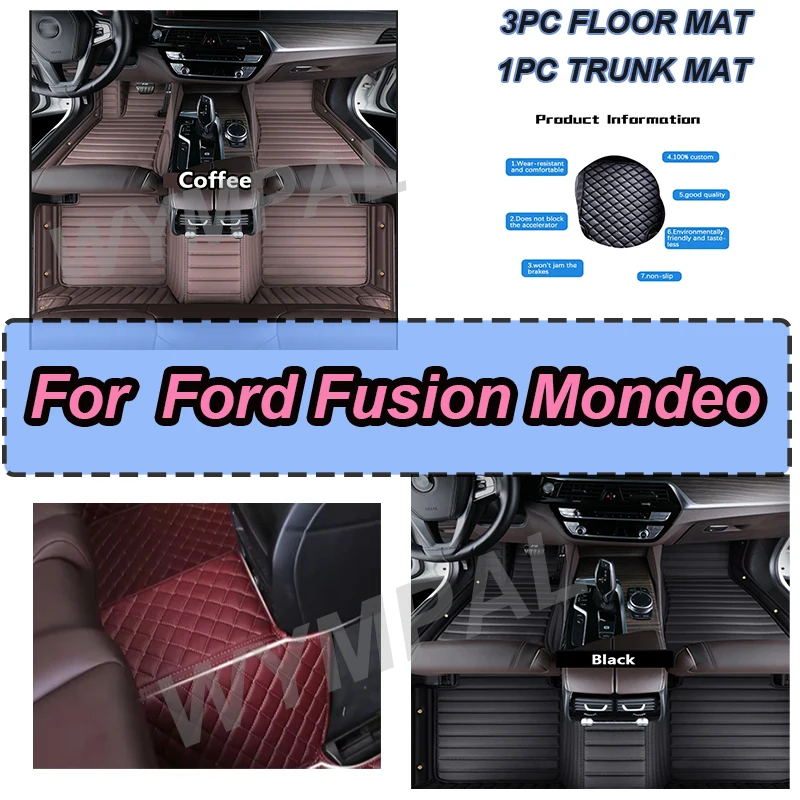 

LUXURY Car Floor Mats For Ford Fusion Mondeo 2017 2018 2019 2020 Auto Luxury Leather