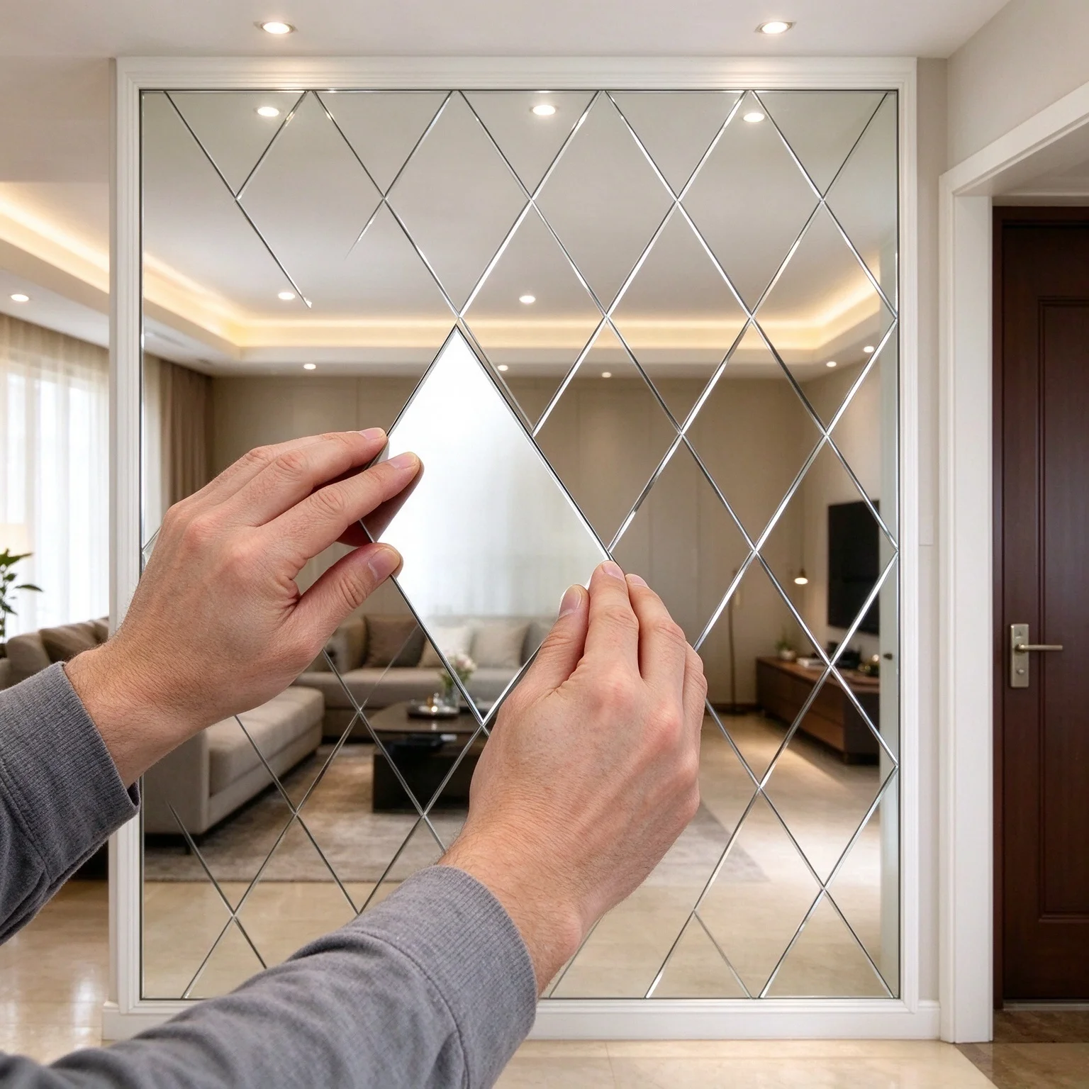 50 * 100/100*100cm diamond splicing background wall self-adhesive mirror acrylic mirror for home wall decoration