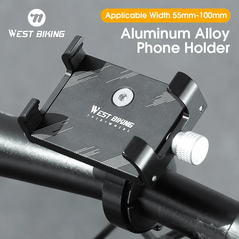

WEST BIKING Bicycle Phone Holder Aluminum Alloy MTB Road Bike Phone GPS Bracket Non-Slip Scooter Motorcycle Handlebar Mount