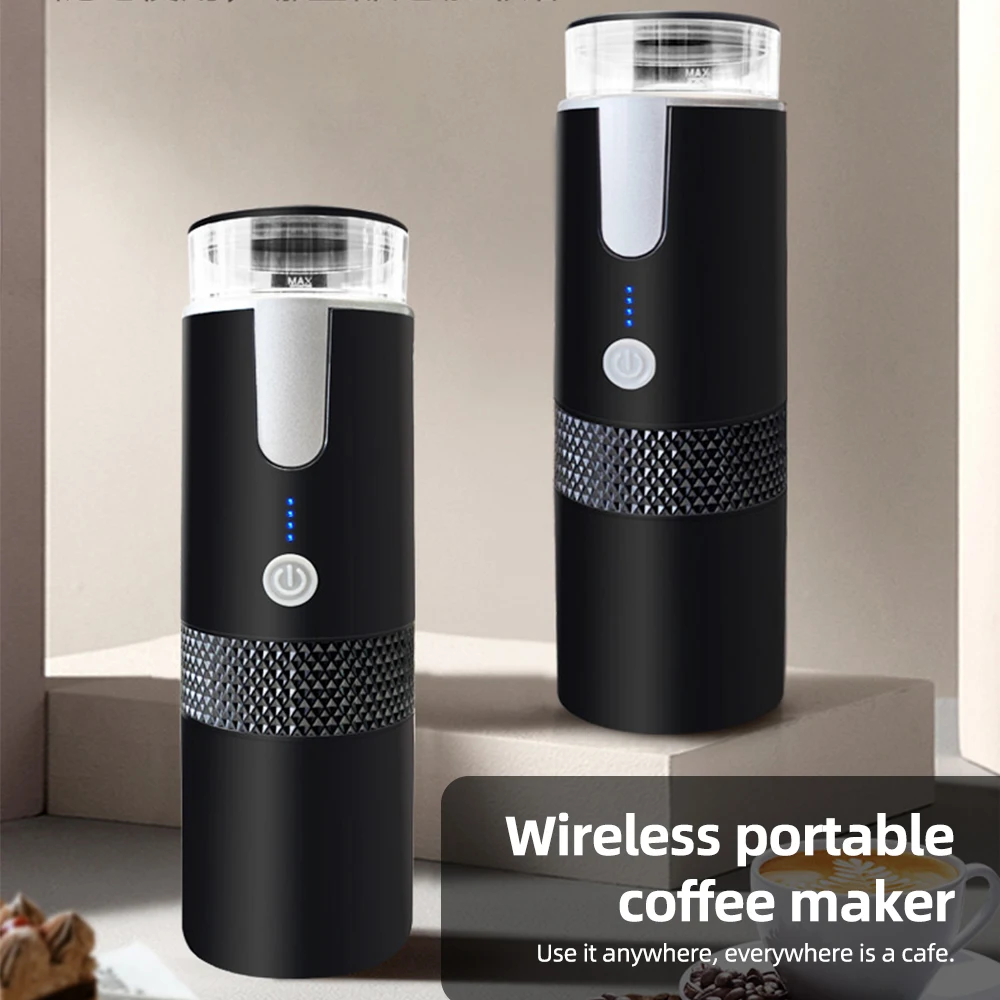 Portable Electric Espresso Coffee Maker Machines 6oz Single Serve with Cup Coffee Powder and Capsule Bin Rechargeable Automatic