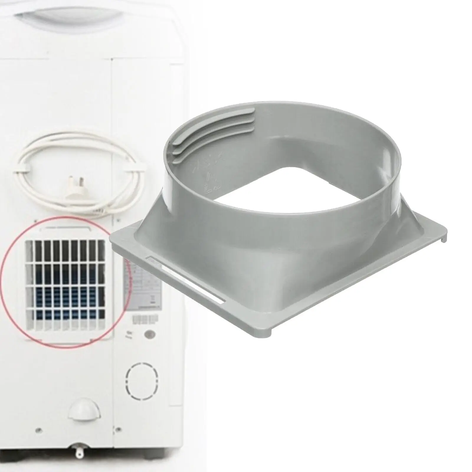 Portable Air Conditioner Exhaust Vent Adapter 15cm White Round Square Connector Accessory Hose Window Kit Fitting Replacement