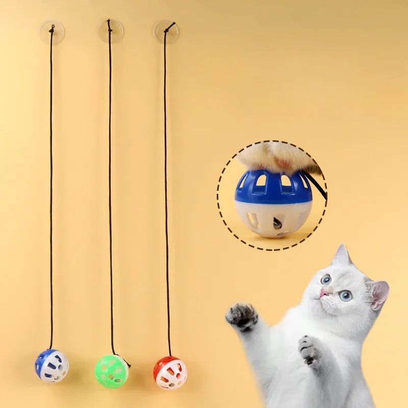 1pc Cat Toy Plastic Rattle Balls with Bell Engaging Bell Ball Toys for Cats Kitten Pet Toys Accessories Random Color