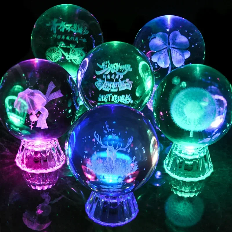 3D Crystal Ball Laser Engraving 12 Constellation Solar System deer Bear Globe Astronomy Birthday Gift Home Desktop Decoration