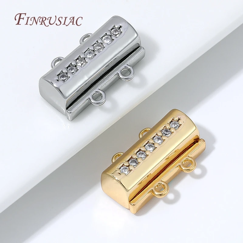 Magnetic Necklace Clasp 18K Gold Plated Connector Double Hole Pearl Clasp Elegant Jewelry Making Findings DIY Bracelet Closer view 6