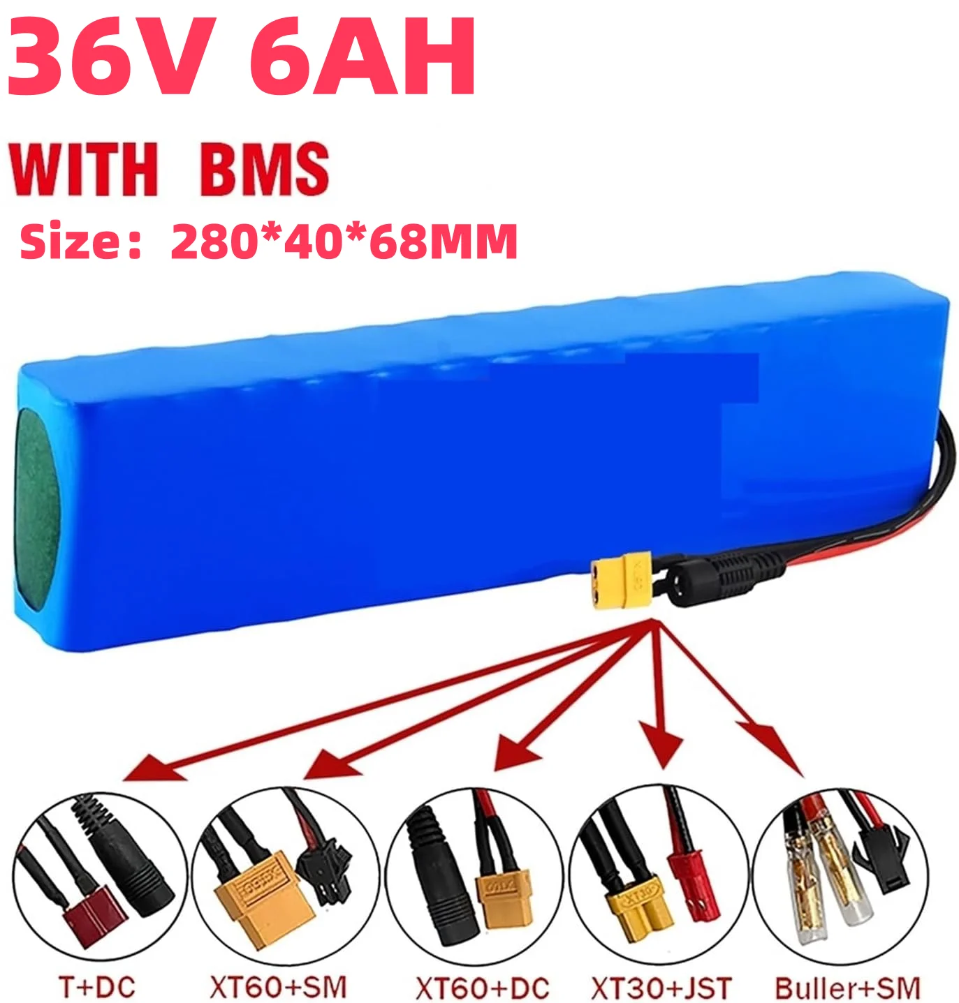 

36V 6Ah 18650 10S3P Li ion Portable Battery Pack, Lithium ion Battery Pack, Replacement Battery, with Charger BMS