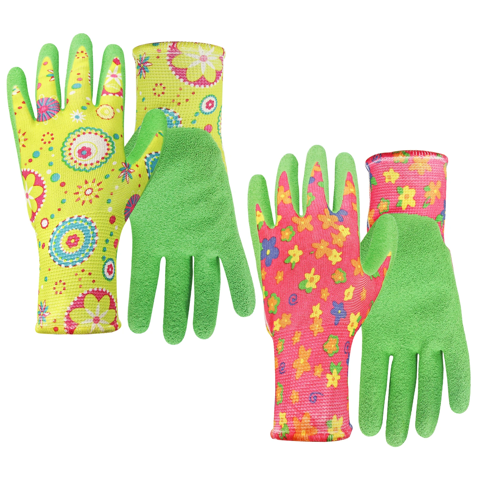 SIEPAKE Gardening Work Gloves for Women, Thornproof Rubber Coated,Breathable Knit for Yard and Household Chores