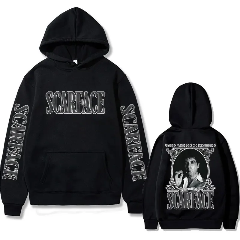 Scarface Movie Hoodie The World Is Mine Print Men Women Hoodies Hooded Sweatshirts Harajuku Pullover Tracksuit Unisex Clothing