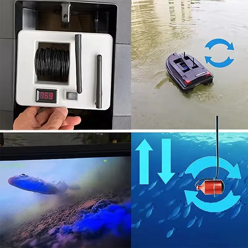 

Live sonar 7-inch screen 500 meters underwater fishing detector, sonar with bait boat