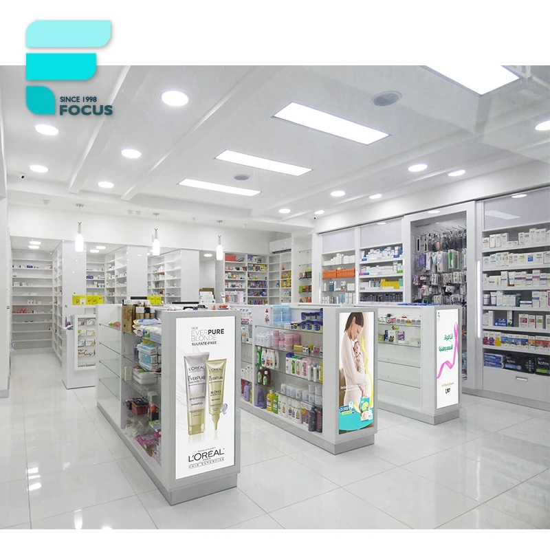 Customized-High Quality Pharmacy Shelves Medical Store Furniture Design Pharmacy Interior Decoration Design