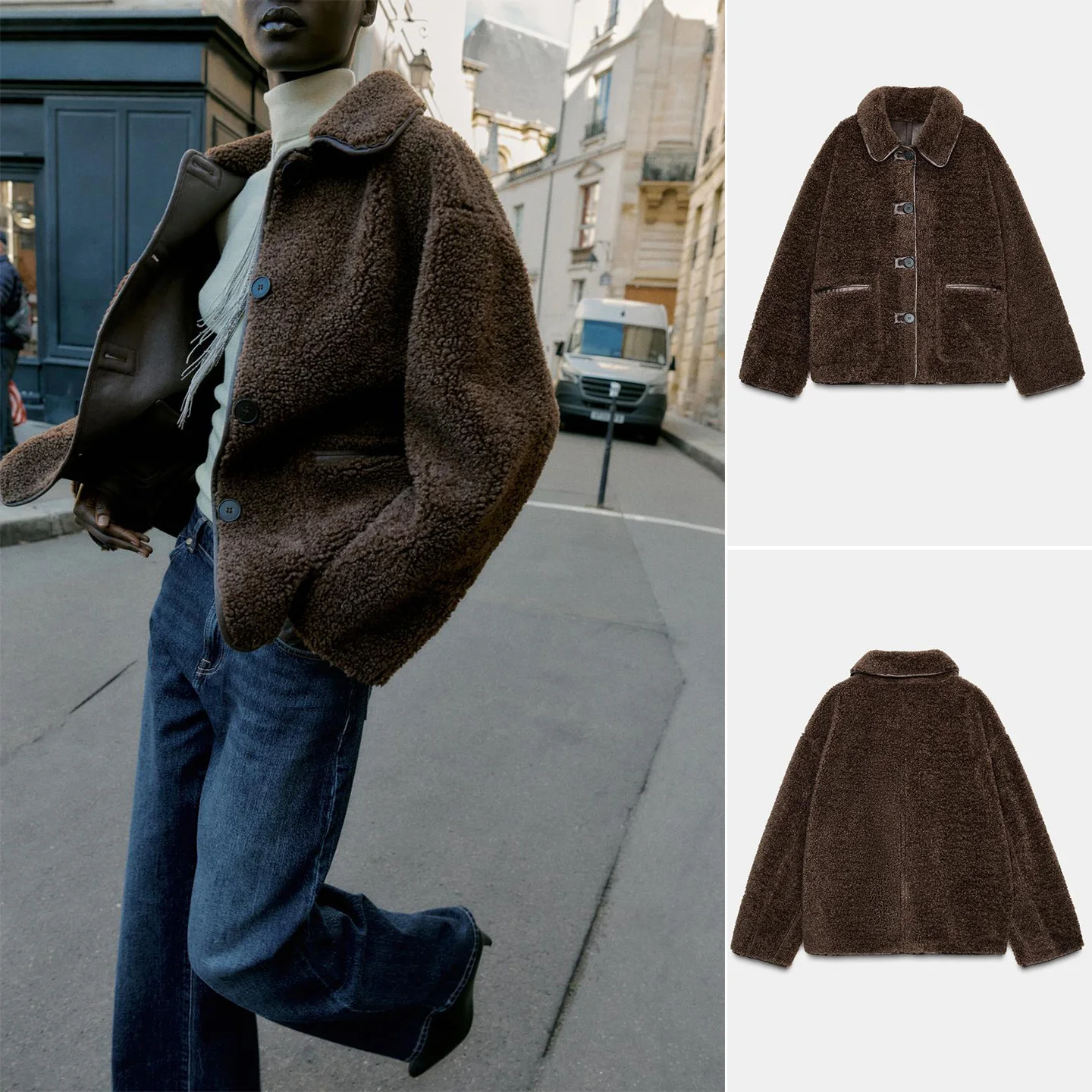 

Autumn New Women's Design Double Collar Long Sve Double Sided Wear Coat Outerwear Polyester Fiber 00% Faionable