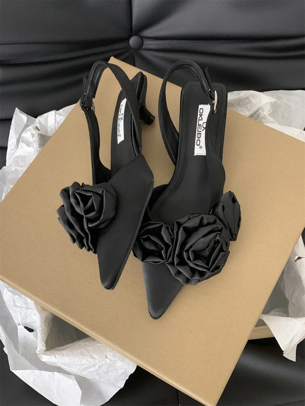Sandales d'été à talons hauts pointus pour femmes, chaussures Sexy à fleurs, à la mode, pour fête de mariage