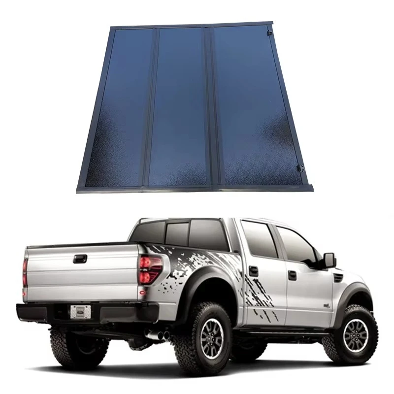 

Aluminum Alloy Pickup Truck Bed Cover Flush-Mounted Hard Tri-Fold Tonneau Cover for F150 2015-2020 No Drill Installation
