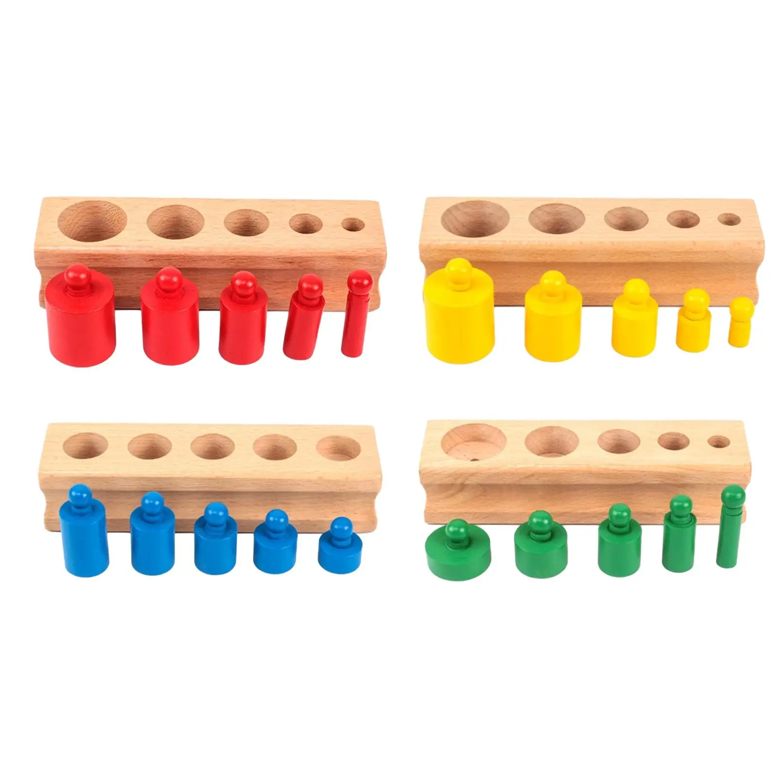 

4 Pieces Montessori Toy Colorful Board Game Knobbed Cylinders Blocks Socket Sensory Toys for School Home Preschool Toys Toddlers