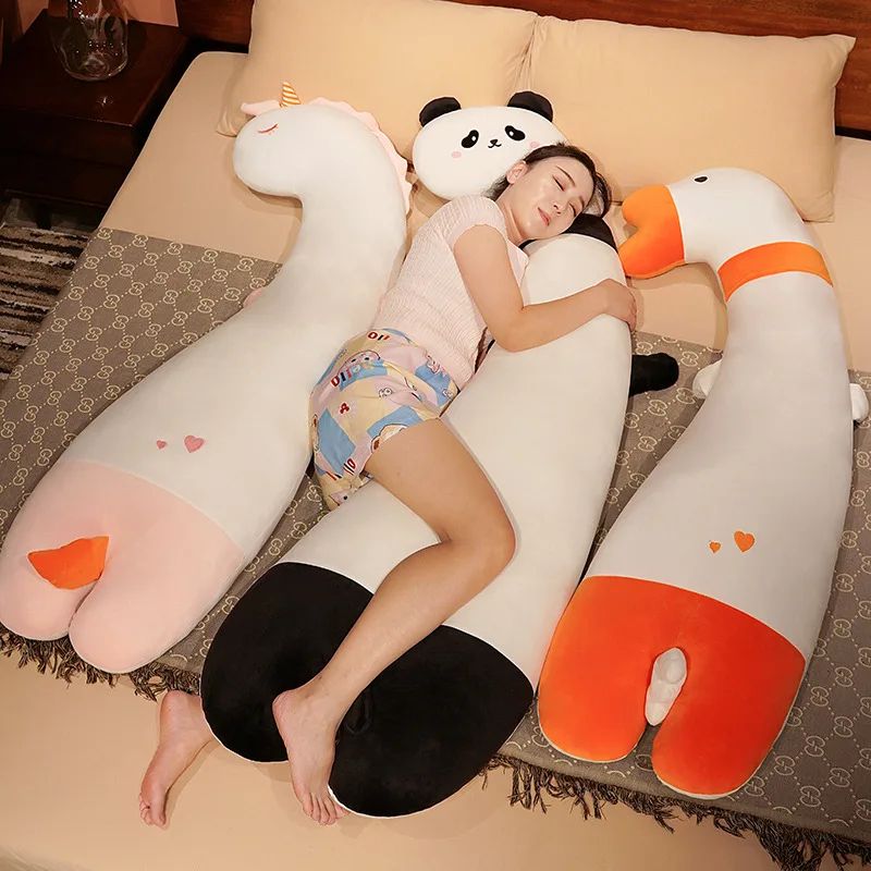 

100/130cm New Lovely Creative Clamp Leg Plush Long Pillow Kawaii Stuffed Animals Unicorn Big Goose Large Size Panda Home Decor