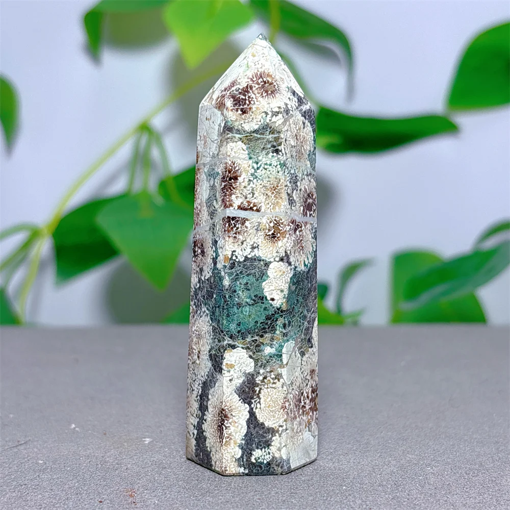 Sakura Jasper Tower Wand Crystal Natural Stone Quartz Stone Minerals Home Decoration Reiki Craft Gifts Energy Healing Luck Love