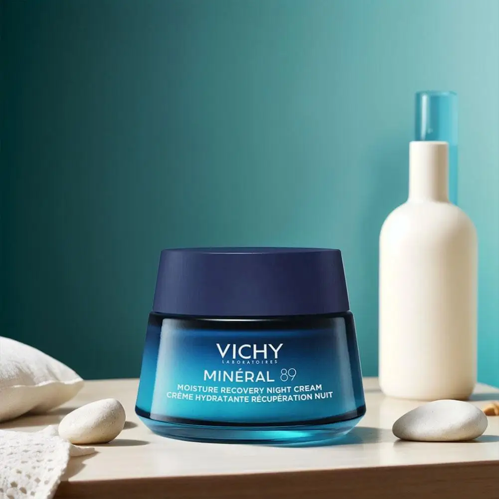 VICHY كريم مرطب ليلي حمض الهيالورونيك النقي ترطيب معدني إصلاح كريم ليلي كريم ترطيب ليلي العناية بالبشرة